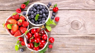 Taze meyve çeşitleri, üst manzara.