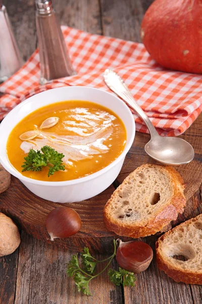 Autumn soup with carrot and pumpkin — Stok fotoğraf