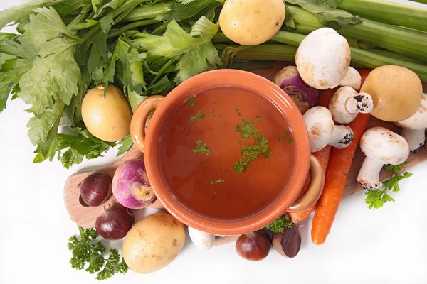 Schüssel Suppe mit pflanzlichen Zutaten — Stockfoto