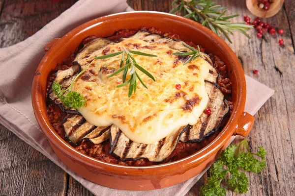 Moussaka, baked beef and eggplants — Stock Photo, Image