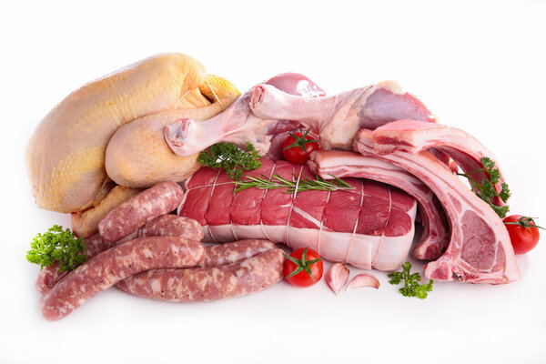 assortment of raw meat