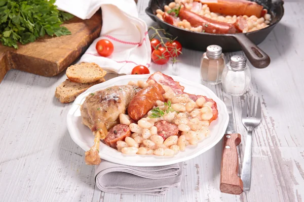 Plate of cassoulet, french culinary — Stock Photo, Image