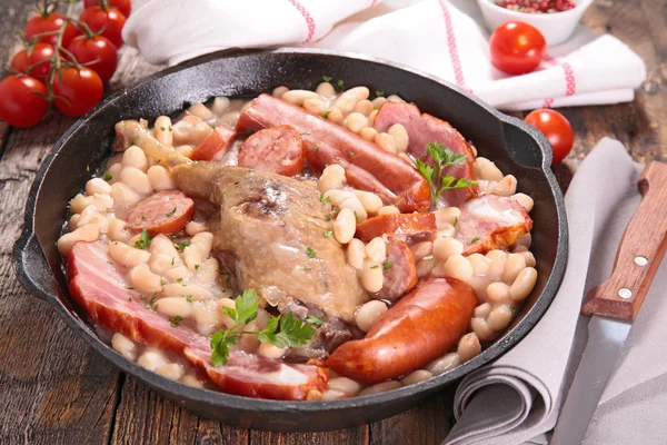 French cassoulet with beans and meat — Stock Photo, Image