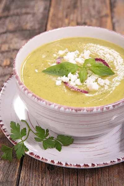 Courgette soup in bowl — Stock Photo, Image