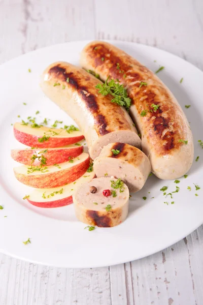 Boudin blanc ve elma — Stok fotoğraf