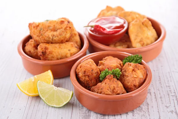 Tapas assortment with sauce — Stock Photo, Image