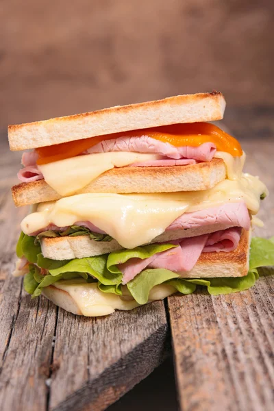 Sandwich with cheese and ham — Stock Photo, Image