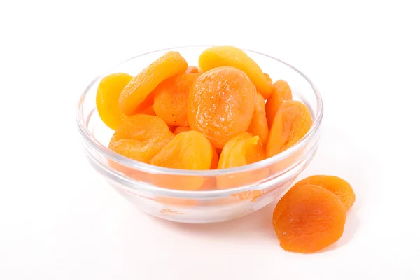 Dried apricots in bowl — Stock Photo, Image
