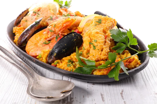 Paella θαλασσινά με ρύζι — Φωτογραφία Αρχείου