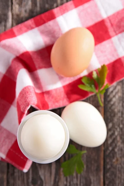 Boiled eggs in egg-cup — Stock Photo, Image