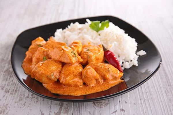 Spicy chicken and rice — Stock Photo, Image