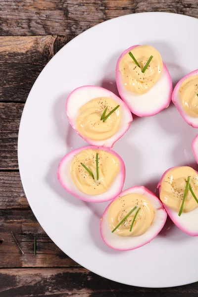 Red deviled eggs — Stock Photo, Image