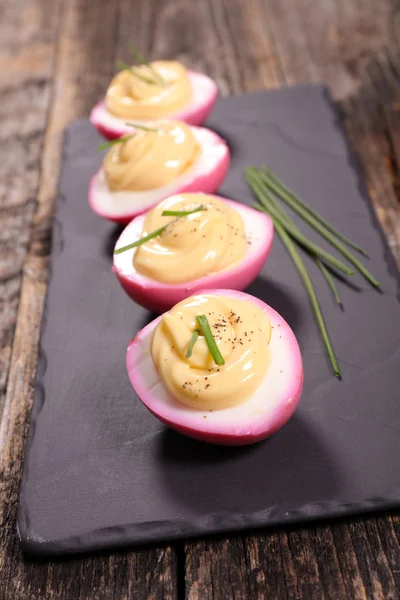 Red deviled eggs — Stock Photo, Image