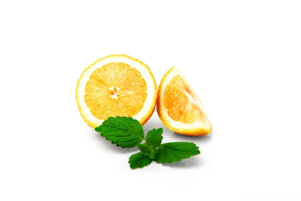 Lemon and mint isolated on white background — Stock Photo, Image