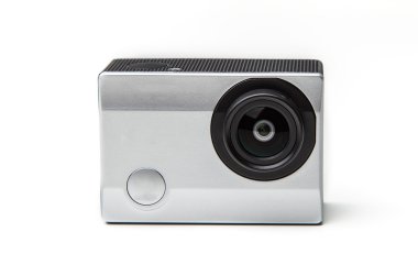 Beyaz bir arka plan üzerinde kamera eylem Cam.