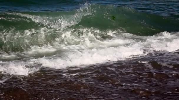 Giant Blue Ocean Wave , Breaking in Slow Motion — Stock Video