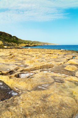 Tuz buharlaşma havuzları kapalı sahil Gozo, Malta