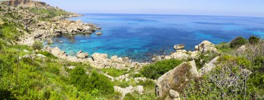 Güzel bir güneşli günde. Gozo Adası, Malta - Gozo Malta.beach