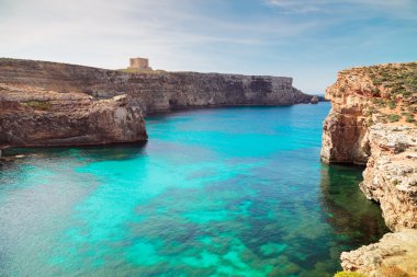 Comino Adası 'ndaki Mavi Göl, Malta Gozo