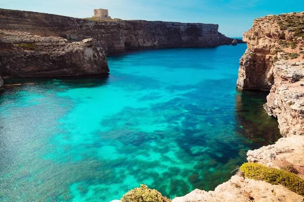 Błękitna Laguna na wyspie Comino, Malta Gozo — Zdjęcie stockowe