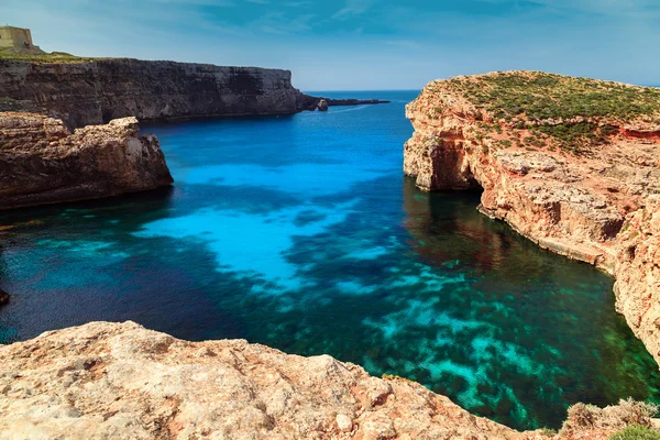 Błękitna Laguna na wyspie Comino, Malta Gozo — Zdjęcie stockowe