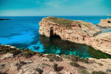 Comino Adası 'ndaki Mavi Göl, Malta Gozo