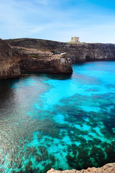 De blauwe lagune op het eiland Comino, Malta Gozo — Stockfoto