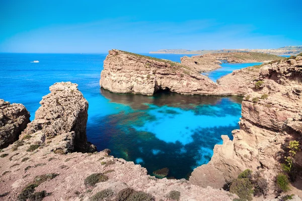 Comino Adası 'ndaki Mavi Göl, Malta Gozo — Stok fotoğraf