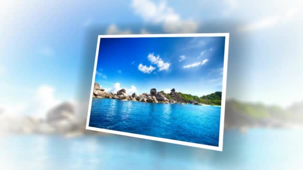 Traveling Thai Islands Blue Ocean Rock Clouds — Stock Video