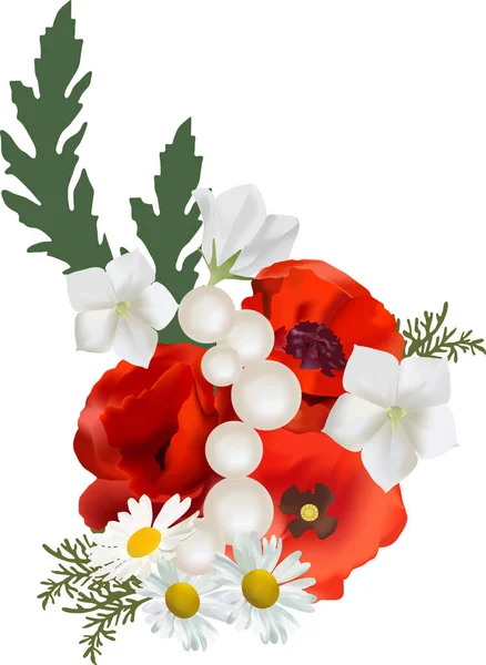 Nci Boncuklu Kır Çiçekleri — Stok Vektör