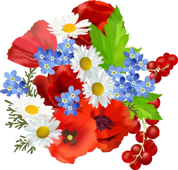 Букет Цветов Веточек Красной Смородины — стоковый вектор