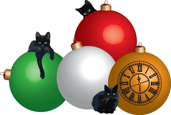 - Mutlu yıllar. Noel toplu üç siyah kedi 