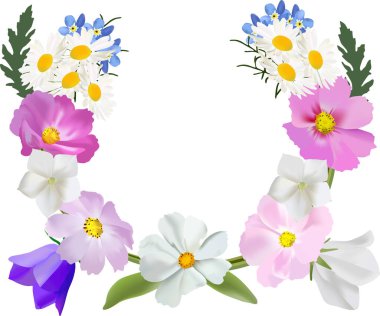 Bir buket bahçe ve yabani çiçekler. 