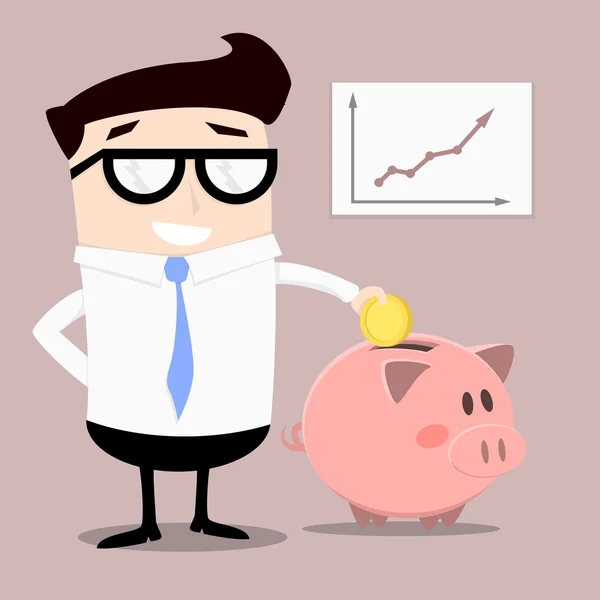 Businessman with piggybank — Stock Vector