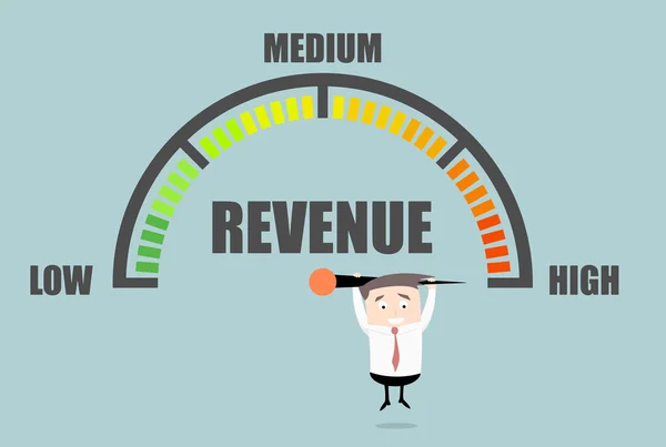 Businessman Revenue Meter — Stock Vector