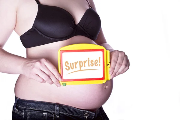 Pregnant Sign Surprise — Stock Photo, Image