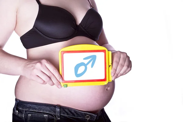 Pregnant Sign male — Stock Photo, Image