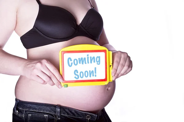 Pregnant Sign Coming Soon — Stock Photo, Image