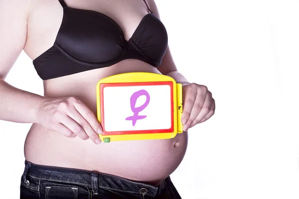 Pregnant Sign female — Stock Photo, Image