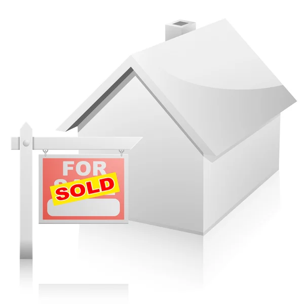 Casa con signo de venta — Vector de stock