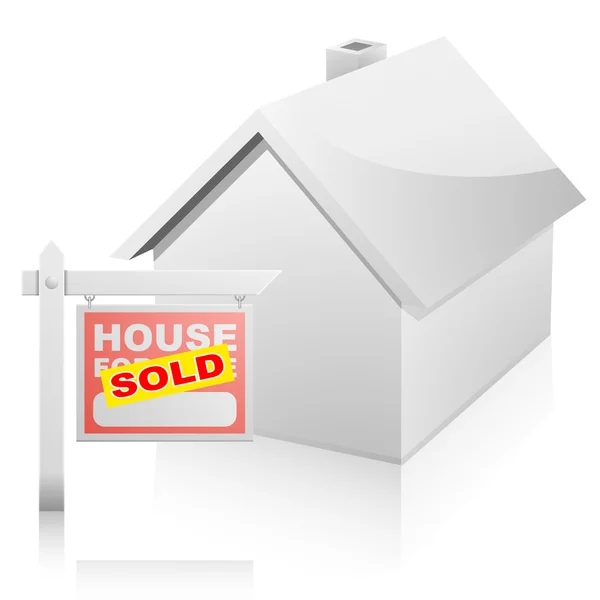 Casa con signo de venta — Vector de stock