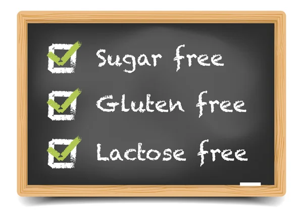 Blackboard suiker Gluten Lactose — Stockvector