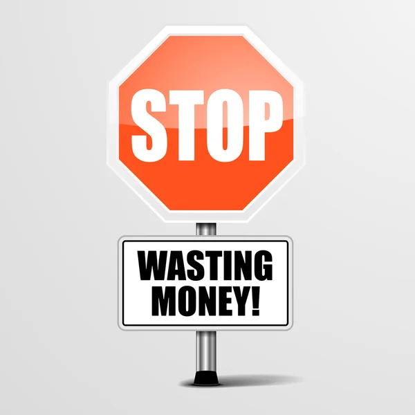 Stop verspilling van geld — Stockvector