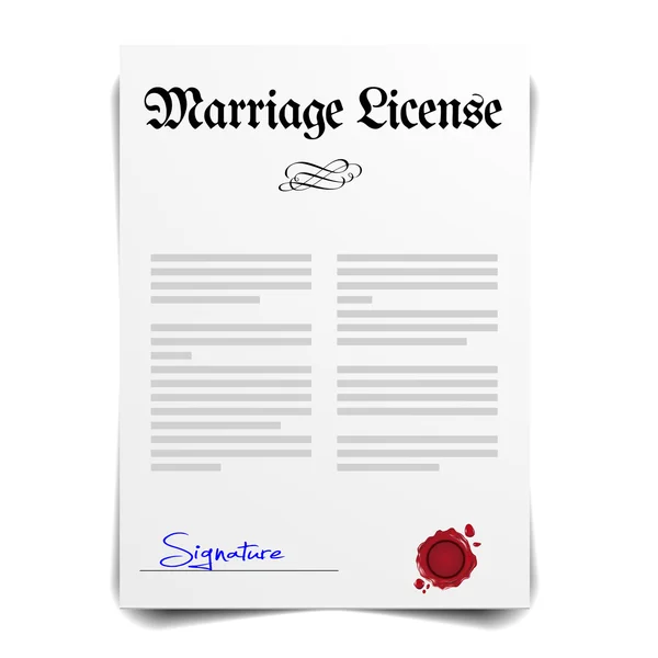 Licence de mariage — Image vectorielle