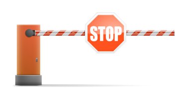 Car Barrier with stop sign clipart