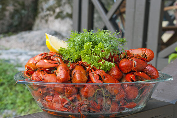 Boiled crawfish outdoor