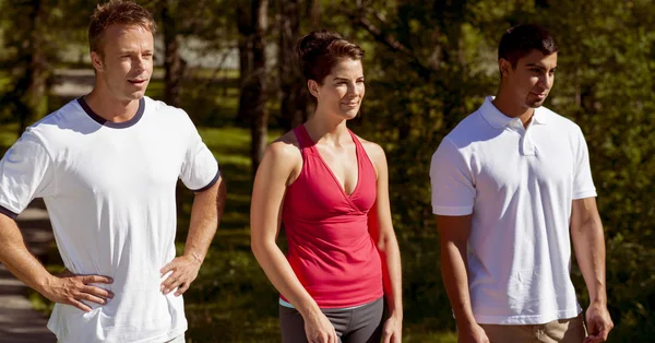 Three Athletic Friends in the Park — Stock Photo, Image