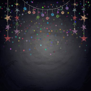 Kara tahta arka plan ile kiraz kuşu yıldız çizim