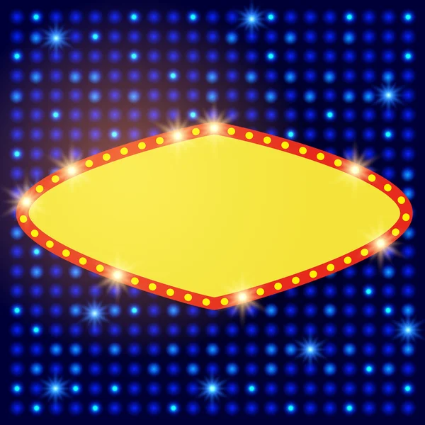 Glänzender Hintergrund mit Retro-Casino-Licht-Banner — Stockvektor