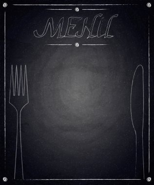 Siyah Kara tahta arka plan üzerinde Restoran Menü